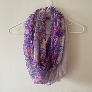 Target Infinity Scarf Purple and White Gradient Pattern with Fringe Edges